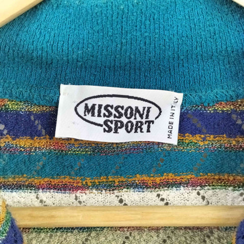 ミッソーニスポーツ MISSONI SPORTS イタリア製 コットンナイロンアクリル ボーダー ニット カーディガン レディース