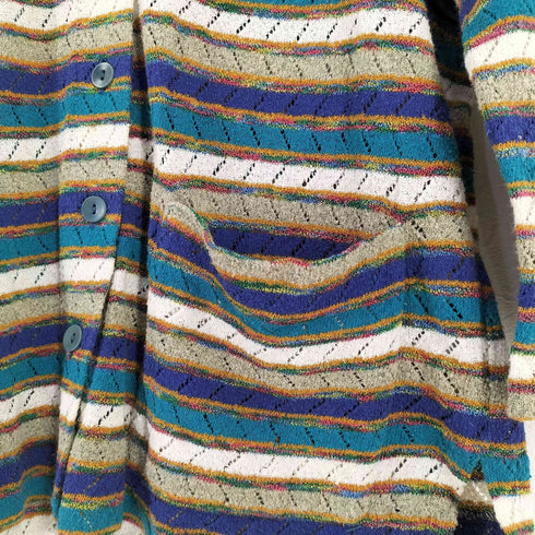 ミッソーニスポーツ MISSONI SPORTS イタリア製 コットンナイロンアクリル ボーダー ニット カーディガン レディース