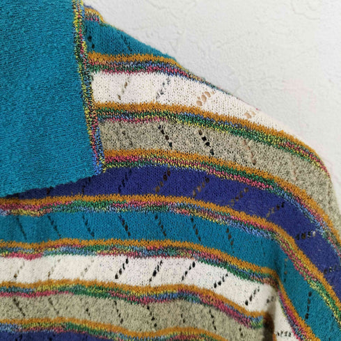 ミッソーニスポーツ MISSONI SPORTS イタリア製 コットンナイロンアクリル ボーダー ニット カーディガン レディース