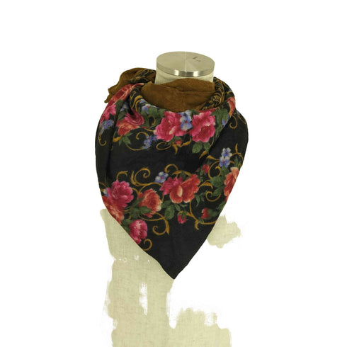 イブサンローランプールオム Yves Saint Laurent Pour Homme ウールシルク ロゴ 花柄プリント ストール レディース