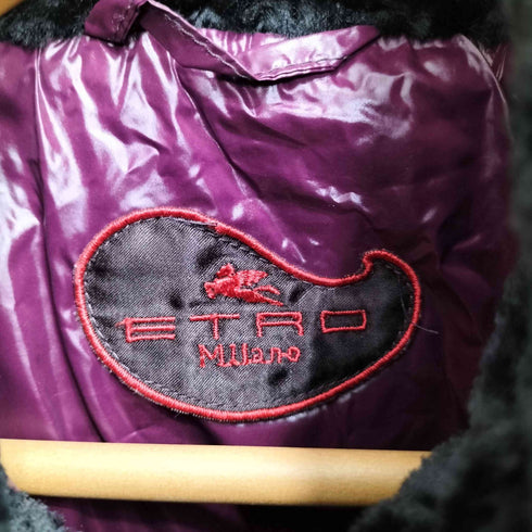 エトロミラノ ETRO MILANO ポリナイロン ドット 光沢加工 ドローコード ロングジャケット レディース