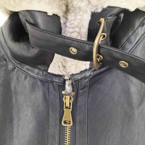 エルボーパッチ フェイクレザー ムートンジャケット メンズ