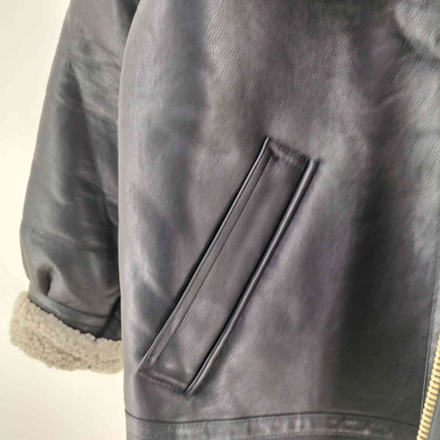 エルボーパッチ フェイクレザー ムートンジャケット メンズ