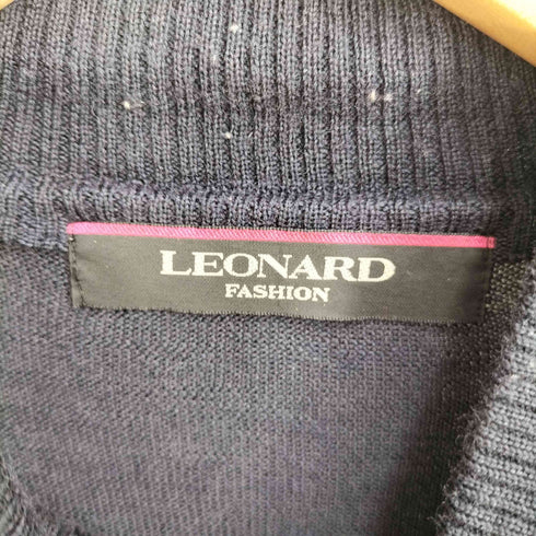 レオナール LEONARD ウールシルク 花柄プリント ニット切替 カーディガン レディース LL