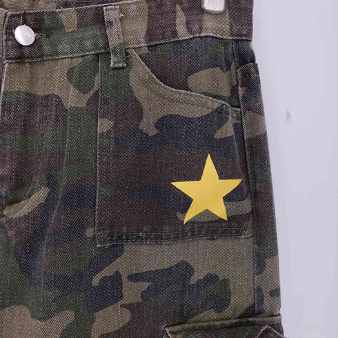 迷彩 スタープリント バギーカーゴパンツ メンズ