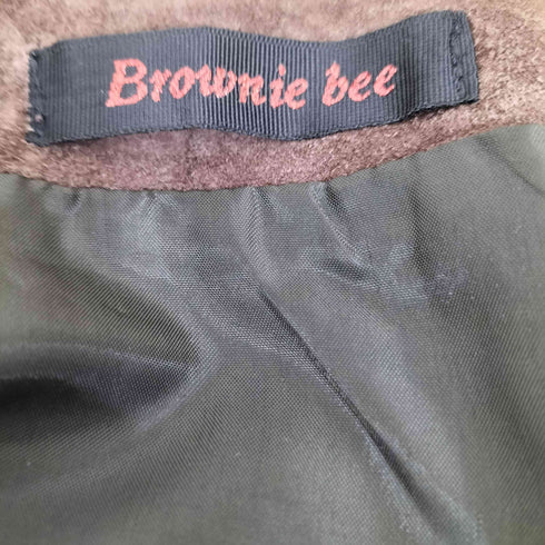 BROWNIE BEE 本革 スエード 刺繍デザイン タイトスカート レディース