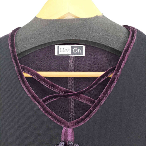 オッズオネスト OZZ ONESTE 中華デザイン ニット切替 刺繍チュニックワンピース レディース