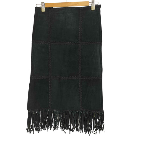 BROWNIE BEE 本革 スエード 刺繍デザイン タイトスカート レディース