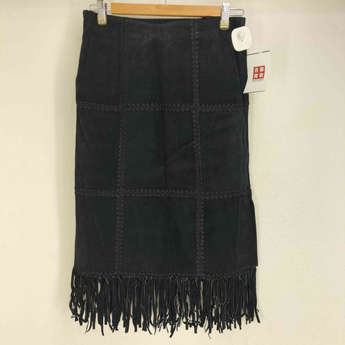 BROWNIE BEE 本革 スエード 刺繍デザイン タイトスカート レディース