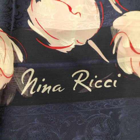 ニナリッチ NINA RICCI シルク100% チューリップ柄 シアーデザインスカーフ レディース