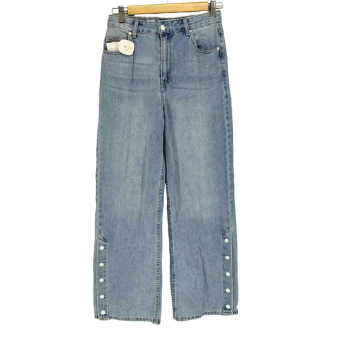 ベルシュカ BERSHKA STRAIGHT ハイウエスト サイド スナップデニムパンツ レディース EU36