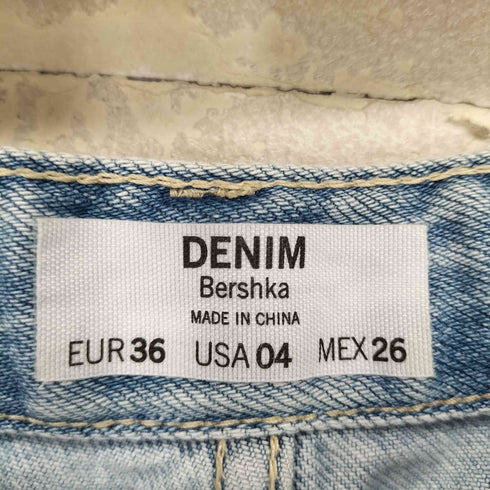 ベルシュカ BERSHKA STRAIGHT ハイウエスト サイド スナップデニムパンツ レディース EU36