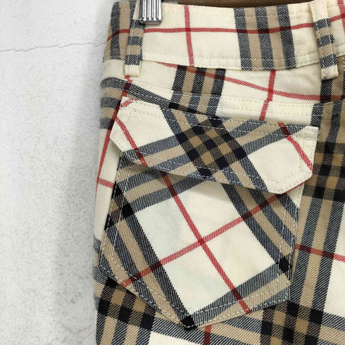 バーバリーブルーレーベル BURBERRY BLUE LABEL チェック柄セミフレアパンツ レディース 36