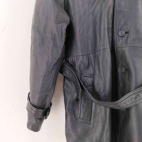 ベルテッドレザージャケット カーコート メンズ import:L