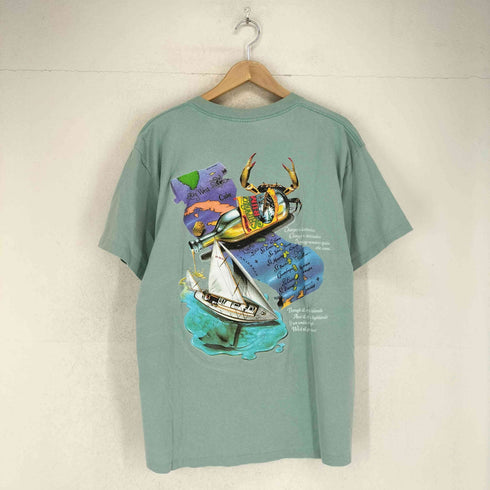 Caribbean Soul USA製 袖裾シングル 両面プリントクルーネックTシャツ メンズ XL
