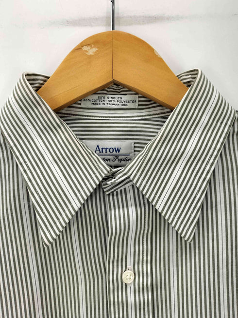 アロー ARROW Princeton Poplin 50's SINGLES 60/40 コットン ポリ 襟芯 L/S ストライプ シャツ メンズ 16 1/2-32/33