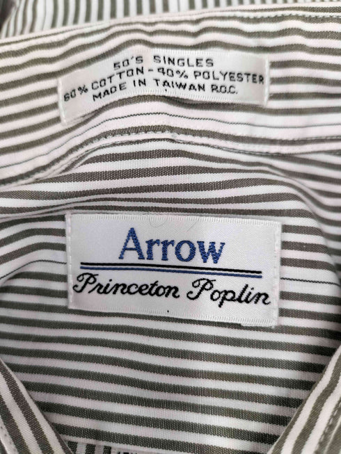 アロー ARROW Princeton Poplin 50's SINGLES 60/40 コットン ポリ 襟芯 L/S ストライプ シャツ メンズ 16 1/2-32/33