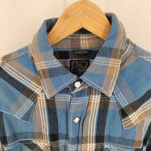 Lucky store  デザインボタン ウエスタン チェックシャツ メンズ JPN:M