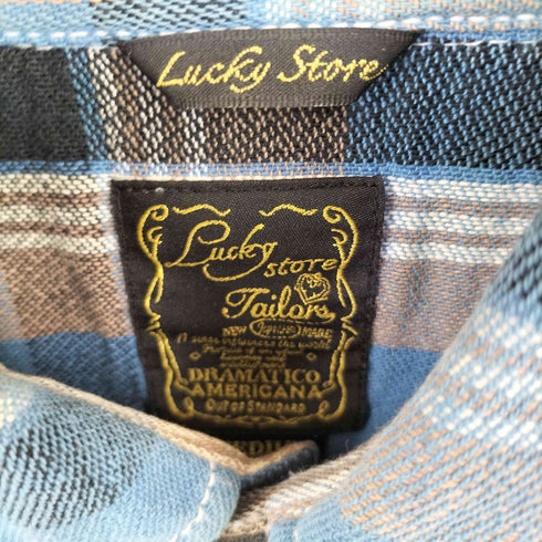 Lucky store  デザインボタン ウエスタン チェックシャツ メンズ JPN:M