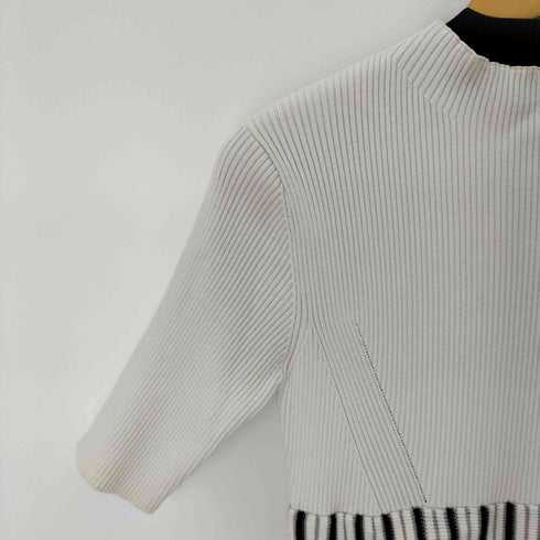 マーキュリーデュオ MERCURYDUO 配色チェンジリブ五分袖ニットワンピース レディース import:M