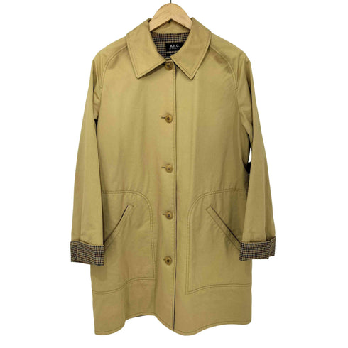 アーペーセー A.P.C. MADE IN BULGARIA 裏地ハウンドトゥースチェック ハンティング ステンカラーコート レディース FR:36