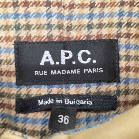 アーペーセー A.P.C. MADE IN BULGARIA 裏地ハウンドトゥースチェック ハンティング ステンカラーコート レディース FR:36
