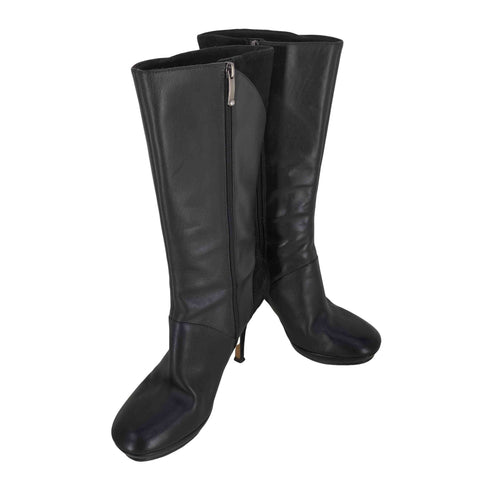 VIASPIGA  サイドジップ レザー ヒールロングブーツ レディース  7M