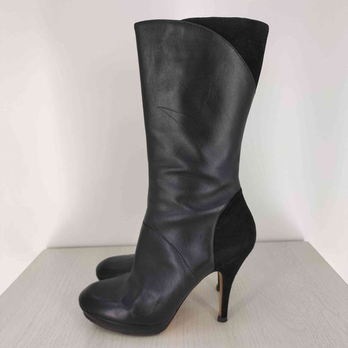 VIASPIGA  サイドジップ レザー ヒールロングブーツ レディース  7M