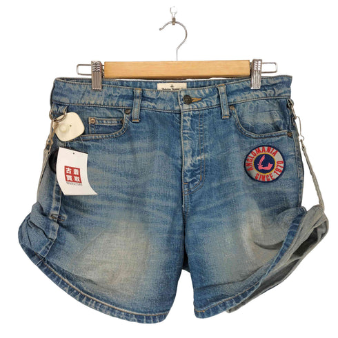 ヴィヴィアンウエストウッド アングロマニア Vivienne Westwood ANGLOMANIA ワッペン刺繍デザインショートデニムパンツ レディース 40