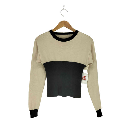 エムエムシックスメゾンマルジェラ MM6 Maison Margiela バイカラークロップドクルーネックニット レディース S