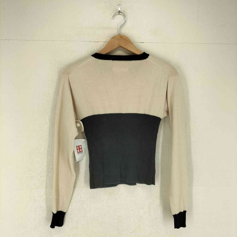 エムエムシックスメゾンマルジェラ MM6 Maison Margiela バイカラークロップドクルーネックニット レディース S