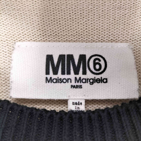 エムエムシックスメゾンマルジェラ MM6 Maison Margiela バイカラークロップドクルーネックニット レディース S