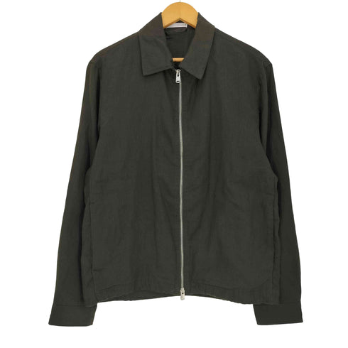 ザラ ZARA リネン100% ダブルジップアップジャケット 裾ドローコード メンズ import:S