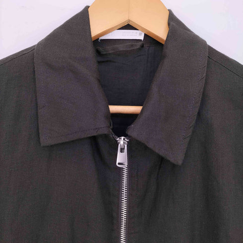 ザラ ZARA リネン100% ダブルジップアップジャケット 裾ドローコード メンズ import:S