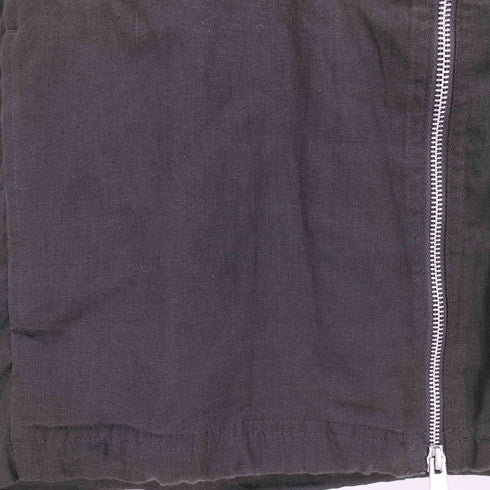 ザラ ZARA リネン100% ダブルジップアップジャケット 裾ドローコード メンズ import:S