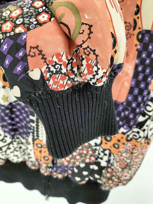 ツモリチサト TSUMORI CHISATO 裏地 総柄 絹 シルク リバーシブル キルティング フェザー ロング ダウン ジャケット ダブルジップ レディース JPN:2