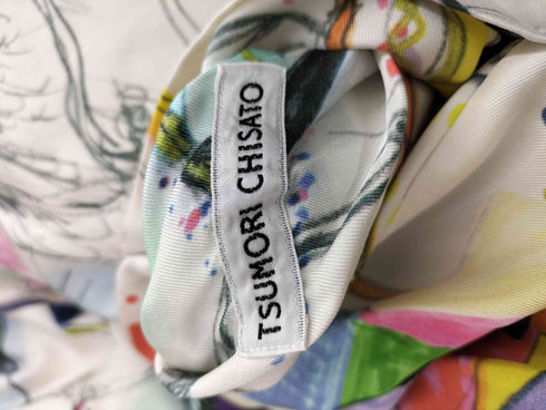 ツモリチサト TSUMORI CHISATO 裏地 総柄 絹 シルク リバーシブル キルティング フェザー ダウン ジャケット ブルゾン ダブルジップ レディース JPN:2
