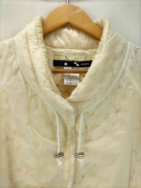 サカヨリ sakayori 裏地 花柄 総レース 刺繍 リバーシブル シアー レイヤード ナイロン ブルゾン ジャケット レディース JPN:38