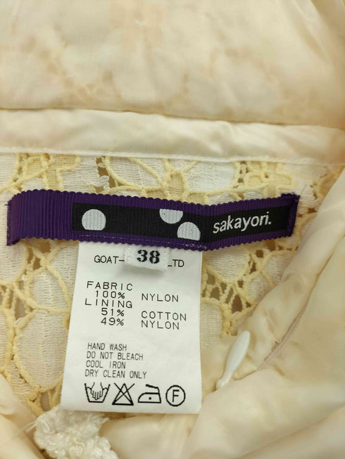 サカヨリ sakayori 裏地 花柄 総レース 刺繍 リバーシブル シアー レイヤード ナイロン ブルゾン ジャケット レディース JPN:38