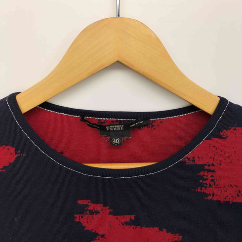 ジャンフランコフェレ GIANFRANCO FERRE イタリア製 コットンシルク 総柄サマーニット レディース EUR:40