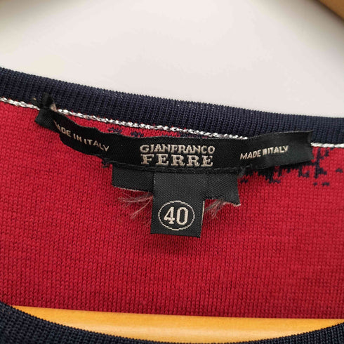 ジャンフランコフェレ GIANFRANCO FERRE イタリア製 コットンシルク 総柄サマーニット レディース EUR:40