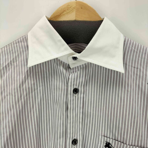 バーバリーブラックレーベル BURBERRY BLACK LABEL ホースロゴ刺繍 L/Sストライプシャツ メンズ US:38