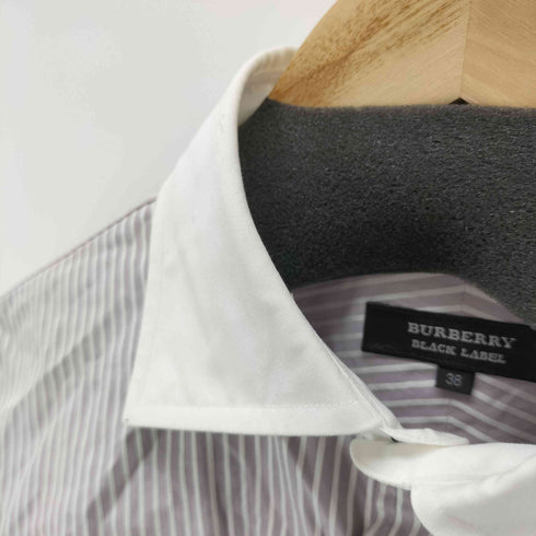 バーバリーブラックレーベル BURBERRY BLACK LABEL ホースロゴ刺繍 L/Sストライプシャツ メンズ US:38