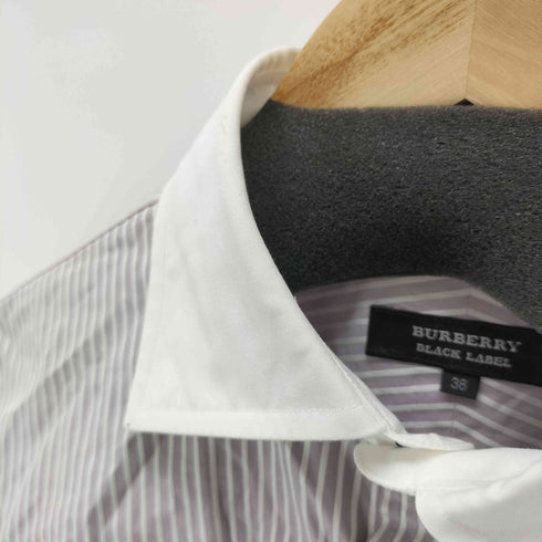 バーバリーブラックレーベル BURBERRY BLACK LABEL ホースロゴ刺繍 L/Sストライプシャツ メンズ US:38