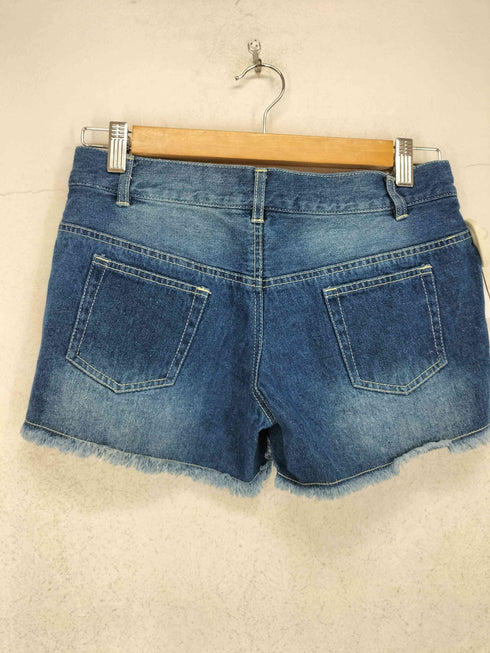 バンドプリントショートデニムパンツ Y2K レディース M
