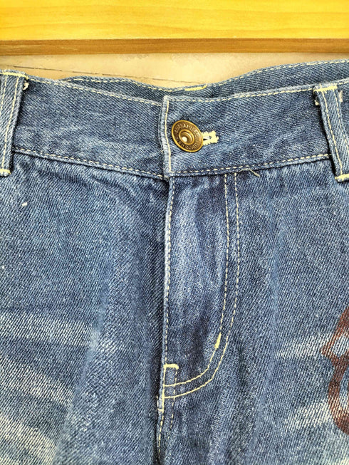 バンドプリントショートデニムパンツ Y2K レディース M