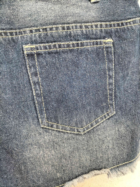 バンドプリントショートデニムパンツ Y2K レディース M