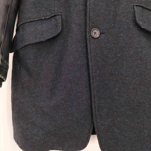 ウールポリ 袖シープレザー チェスターコート メンズ JPN:46