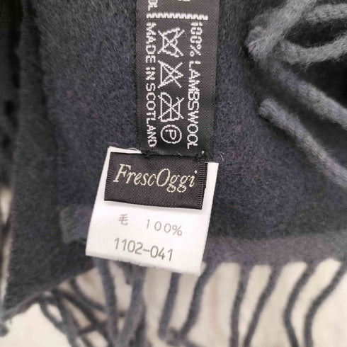 Fresc Oggi スコットランド製 ウールニット フリンジマフラー レディース