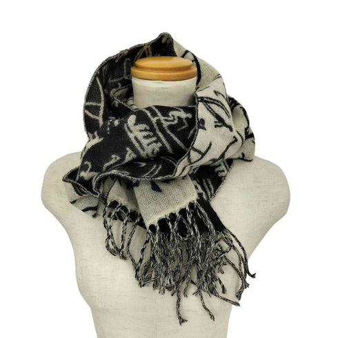 Olympi c Lillehammer 94 総柄デザイン ウールニット マフラー メンズ